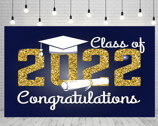 2022 Graduation Party Background Party Decorations Graduate Backdrop Banner Photography Background TKH1855
