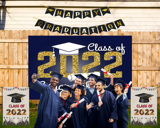 2022 Graduation Party Background Party Decorations Graduate Backdrop Banner Photography Background TKH1855