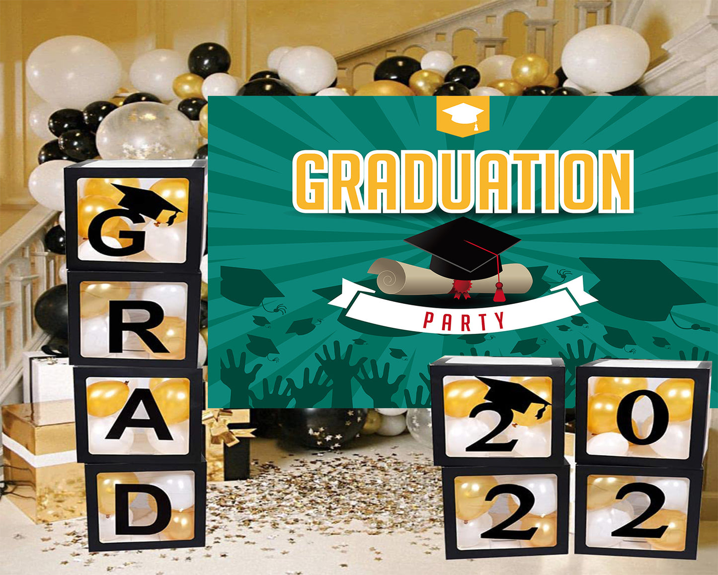 Green Graduation Party Backdrop Congratulations Class of 2022 Photography Background Photo Studio Props TKH1857