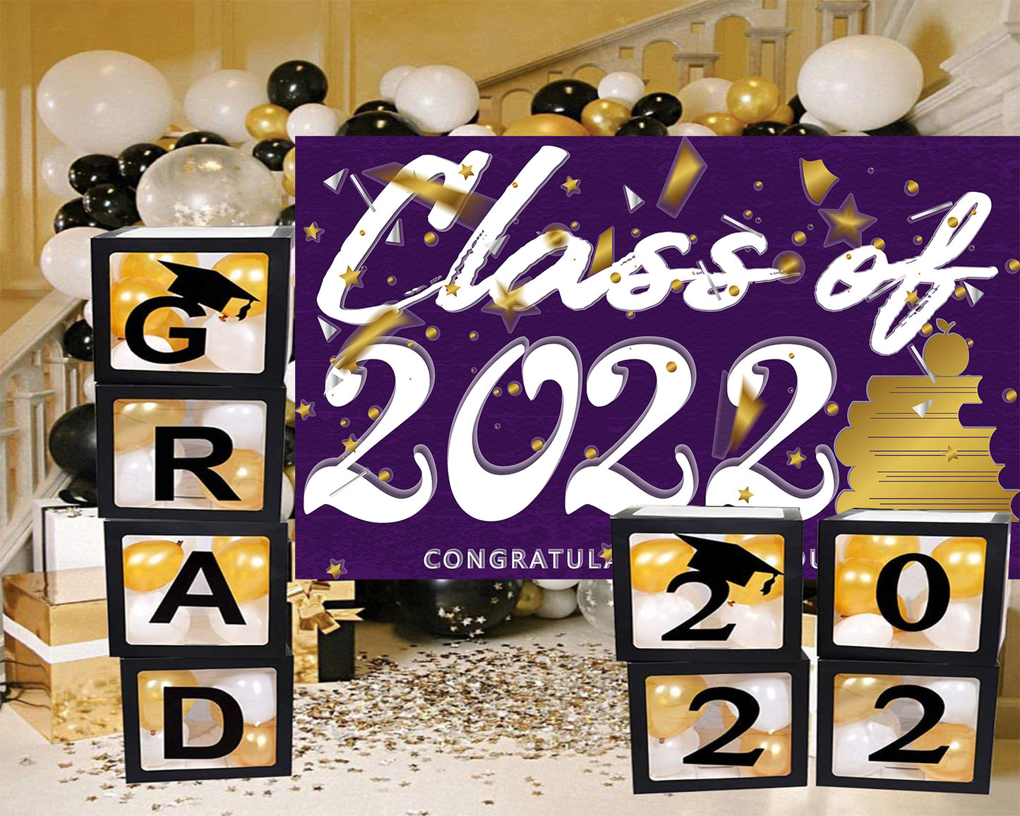 Purple Graduation Backdrop Class of 2022 Photography Background TKH1868