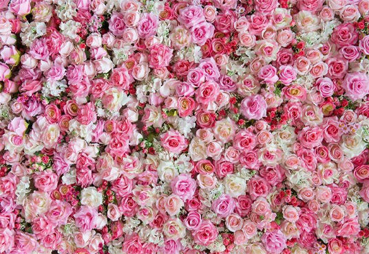 Pink Flowers Wall Microfiber Wedding Backdrop for Photographer