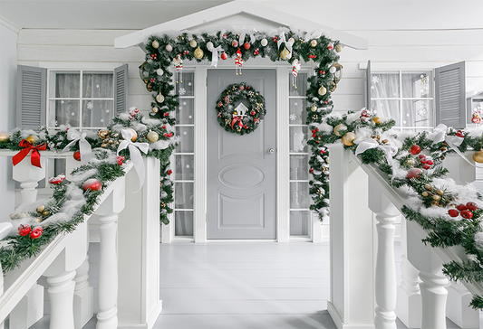 White Door Decoration Christmas Photo Backdrops Photography