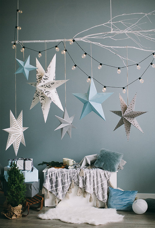 Blue Gray Stars Gifts Christmas Photo Backdrops Photography
