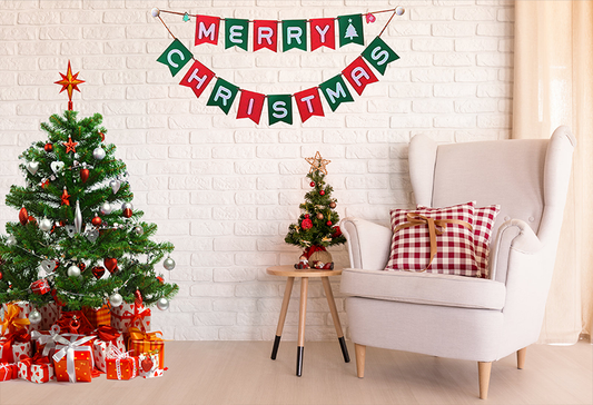 Indoor Merry Christmas Tree Backdrop For Studio