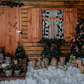 Wooden House Window Christmas Photo Booth Backdrop