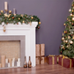 Purple Wall Wood Floor Fireplace Christmas Tree Backdrop