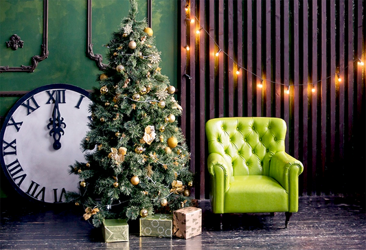 Green Sofa Christmas Festival Backdrop Photography