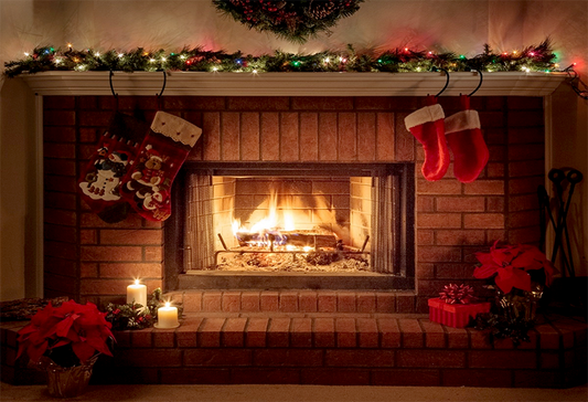 Sock Fireplace Christmas Festival Backdrop Photography