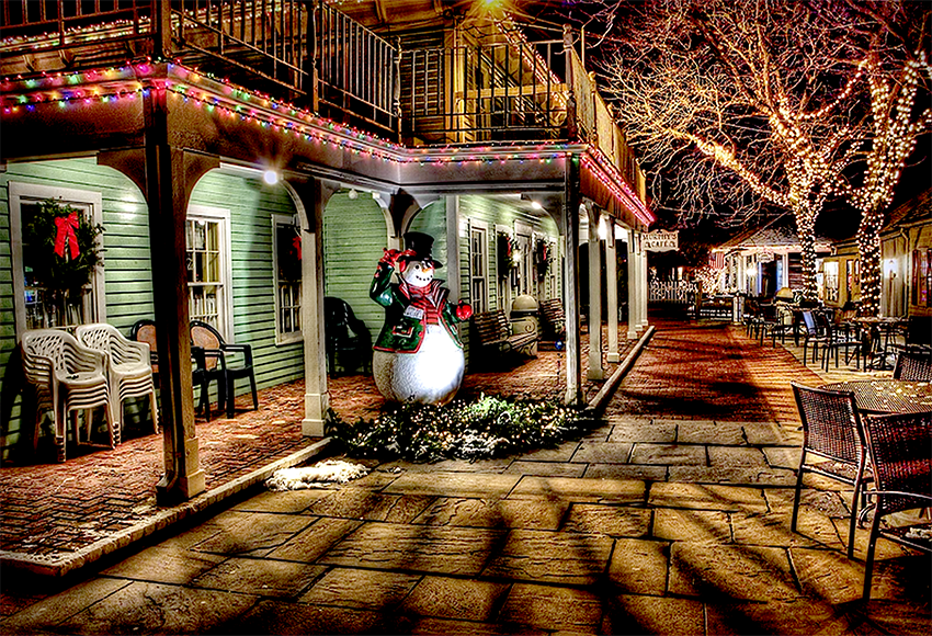 Snowman Night Light Christmas Backdrop Photography