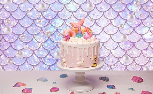 Mermaid Purple Backdrop for Birthday Baby Show Party